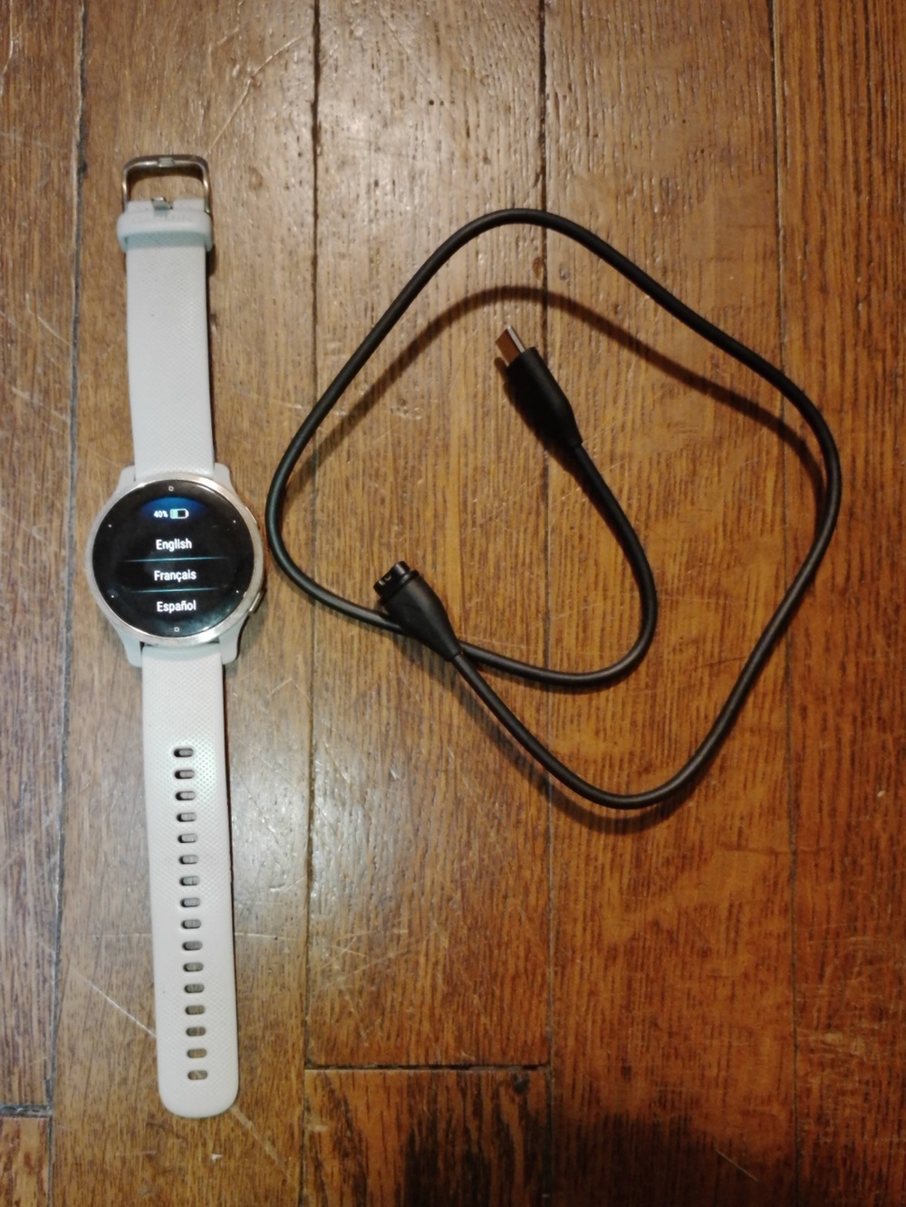 garmin Venu 2S Smartwatch with White Silicone Band
